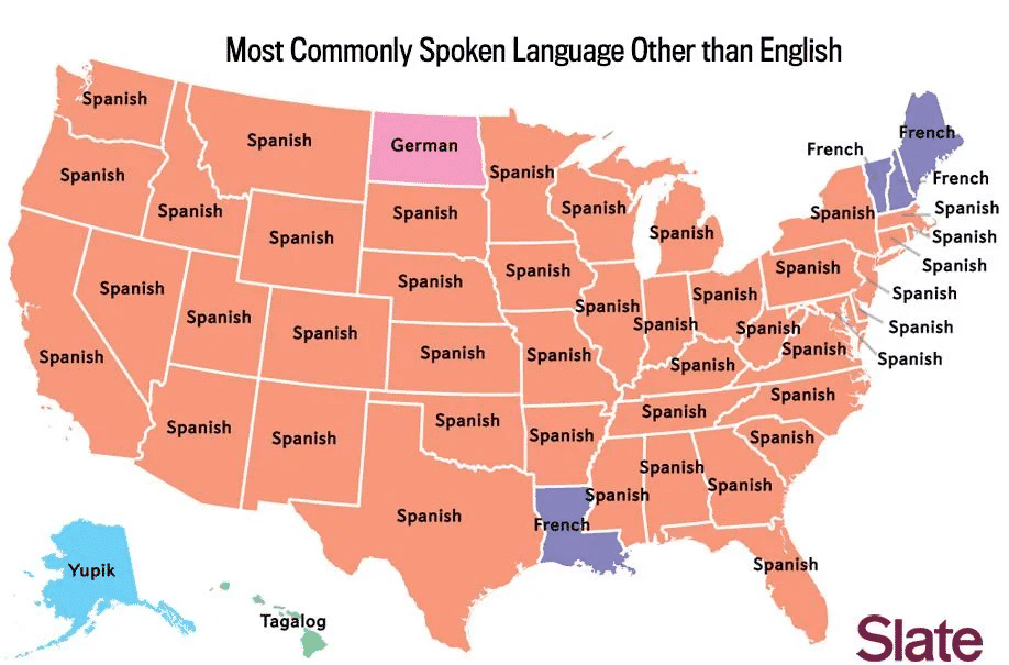 Most common language spoken in USA