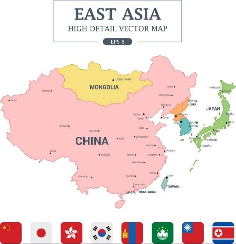 The countries of East Asia