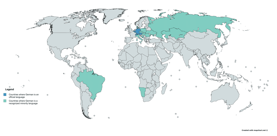 Countries where German is an officially recognized minority language