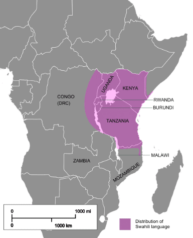Population of Swahili speakers