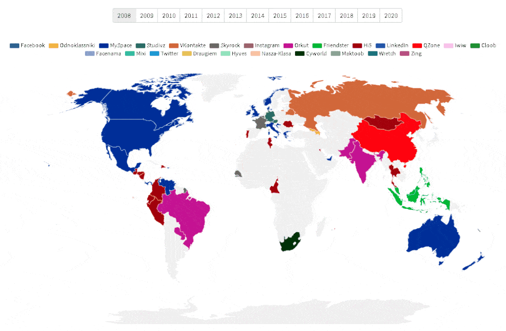 World map of social networks
