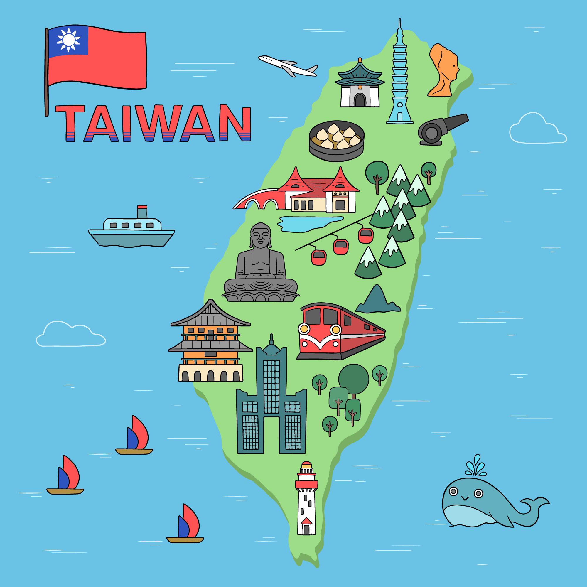 Taiwan map with landmark
