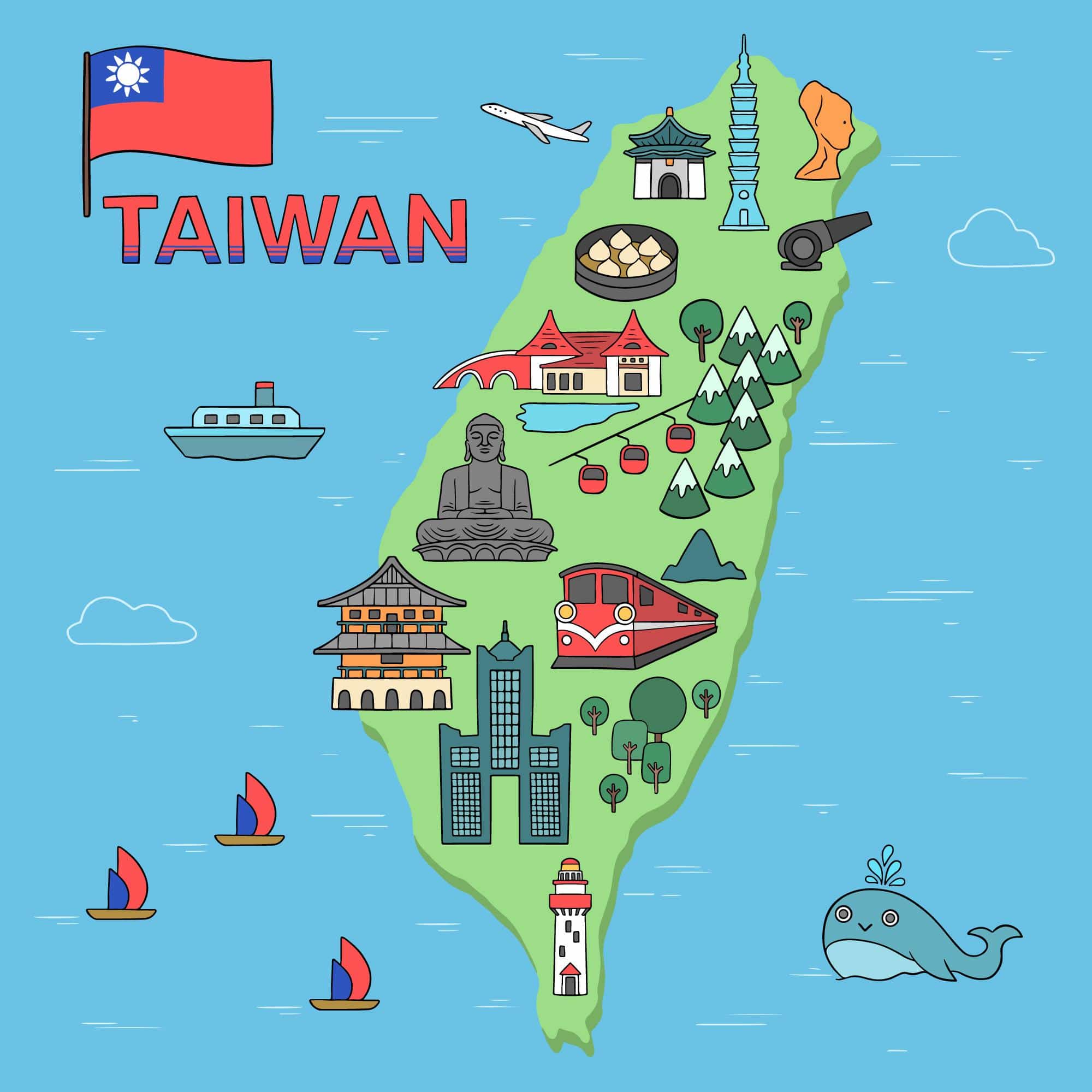 Taiwan map with landmark