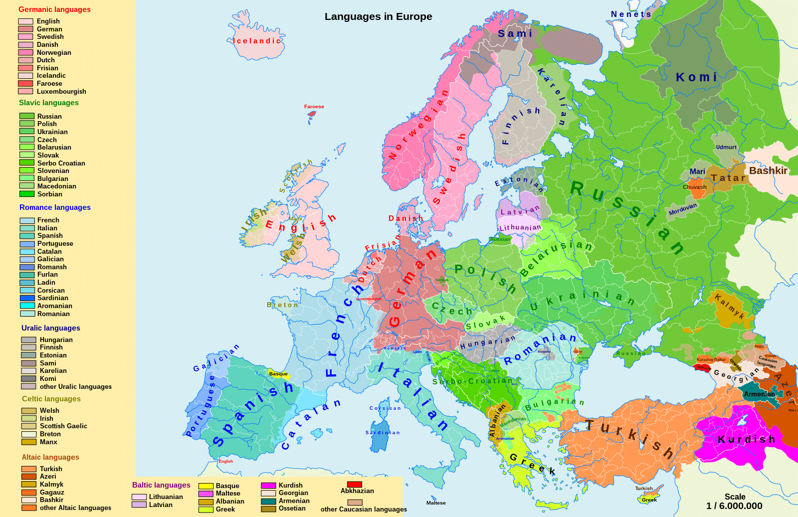 Languages spoken In Europe