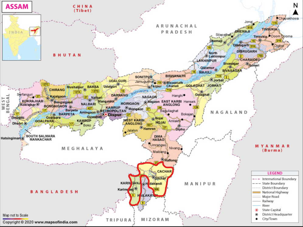 Map of Assam 
