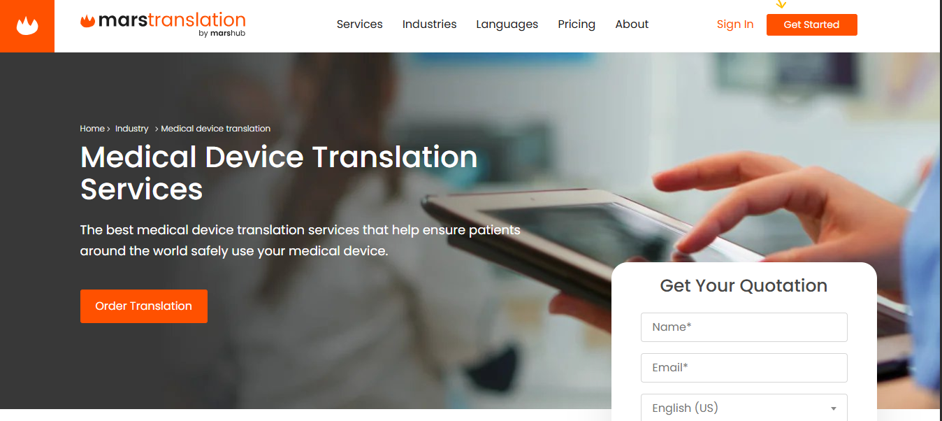 Mars medical device translation services