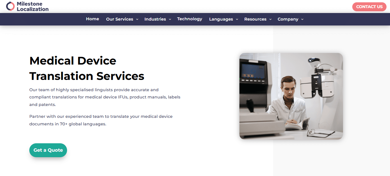 Milestone localization medical device translation services