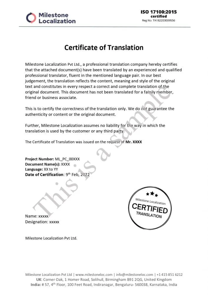 Translation Certificate