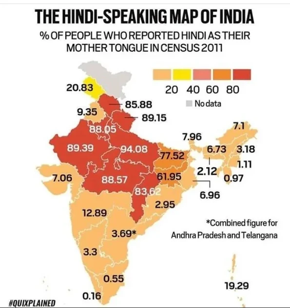hindi speaking map