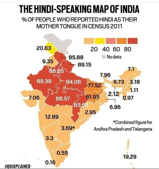 hindi speaking map