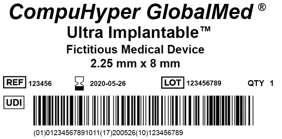 Table of common ISO 15223-1 symbols including sterile, single use, expiry date, lot number, and CE marking icons on a white background. Medical Device Label